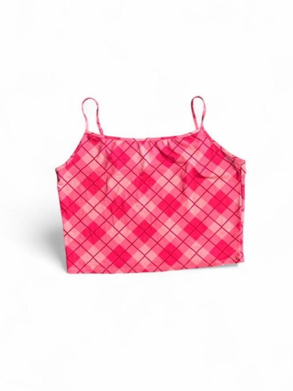 Pink Argyle Cropped Cami Top